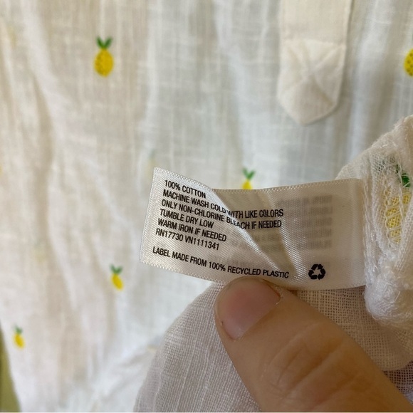 Merona Lemon Blouse Gauzy Slightly Sheer Cotton Sz Small - Picture 5 of 9